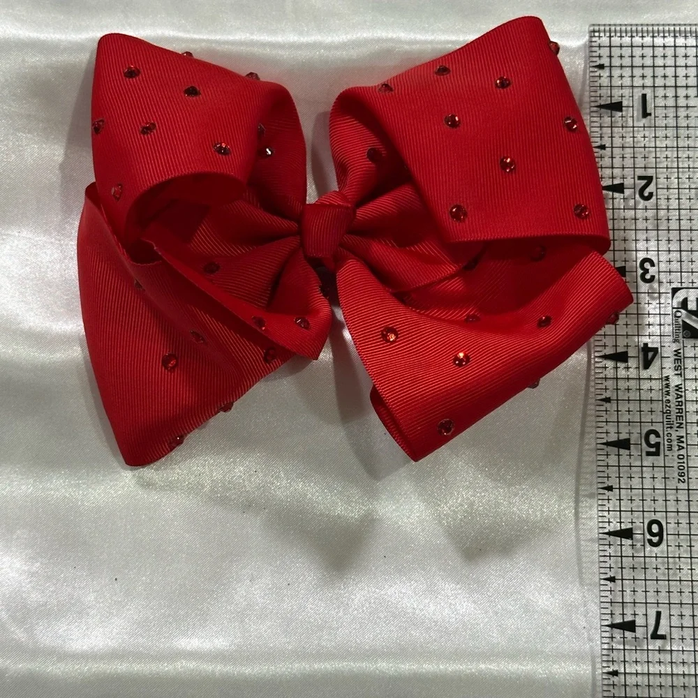 Girls' Red Rhinestone Bow Hair Clip- bundle 2+ to save on shipping costs